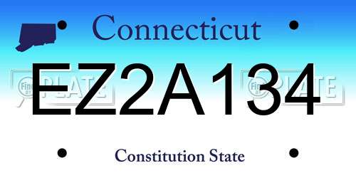 EZ2A134 Connecticut License Plate
