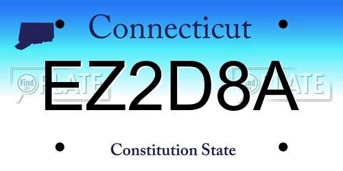 EZ2D8A Connecticut License Plate