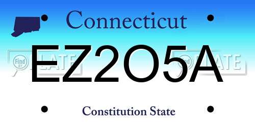 EZ2O5A Connecticut License Plate