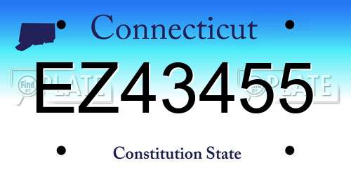 EZ43455 Connecticut License Plate