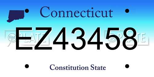 EZ43458 Connecticut License Plate