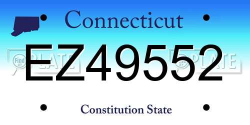 EZ49552 Connecticut License Plate