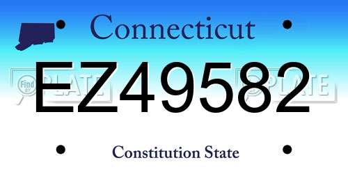 EZ49582 Connecticut License Plate