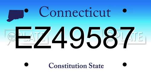 EZ49587 Connecticut License Plate
