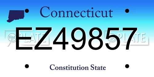 EZ49857 Connecticut License Plate