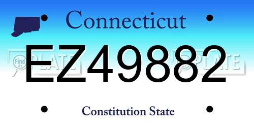 EZ49882 Connecticut License Plate