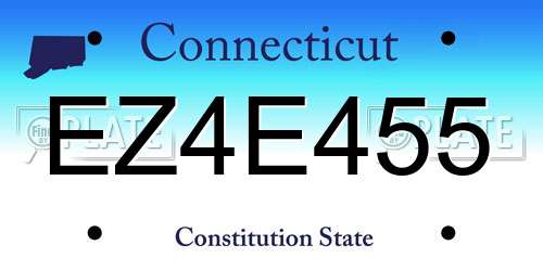 EZ4E455 Connecticut License Plate