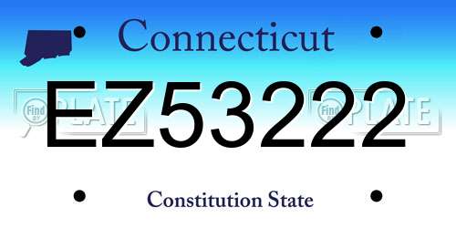 EZ53222 Connecticut License Plate