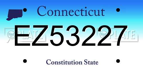 EZ53227 Connecticut License Plate