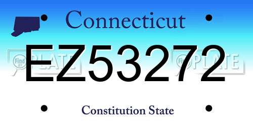EZ53272 Connecticut License Plate