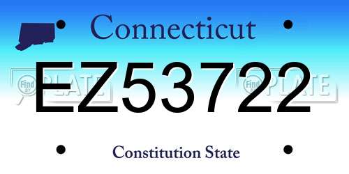 EZ53722 Connecticut License Plate