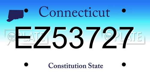 EZ53727 Connecticut License Plate