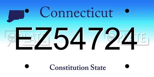EZ54724 Connecticut License Plate