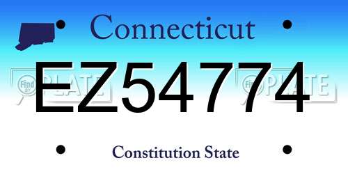EZ54774 Connecticut License Plate