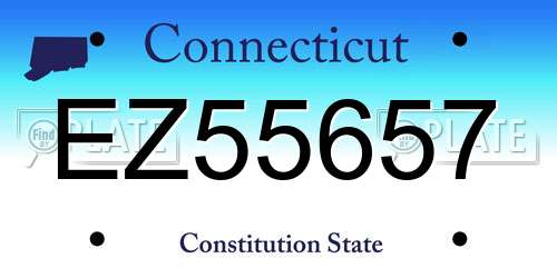 EZ55657 Connecticut License Plate