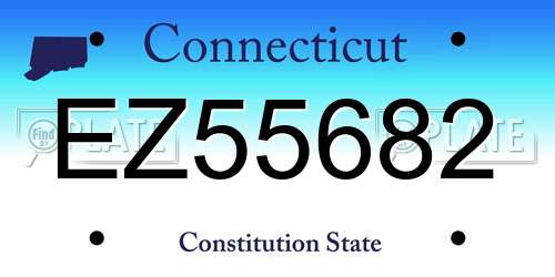 EZ55682 Connecticut License Plate