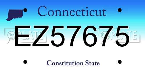 EZ57675 Connecticut License Plate