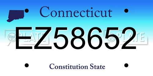 EZ58652 Connecticut License Plate