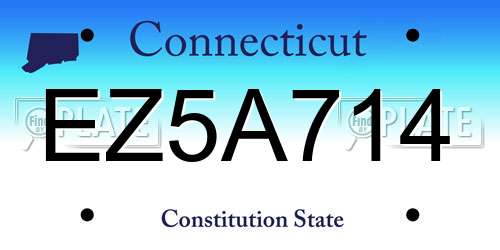 EZ5A714 Connecticut License Plate