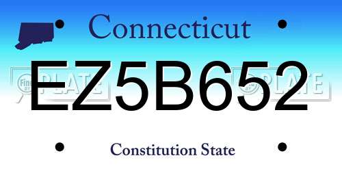 EZ5B652 Connecticut License Plate