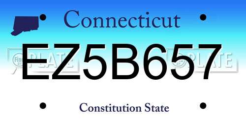 EZ5B657 Connecticut License Plate