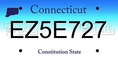 EZ5E727 Connecticut License Plate