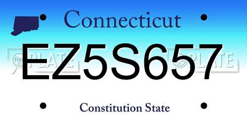 EZ5S657 Connecticut License Plate