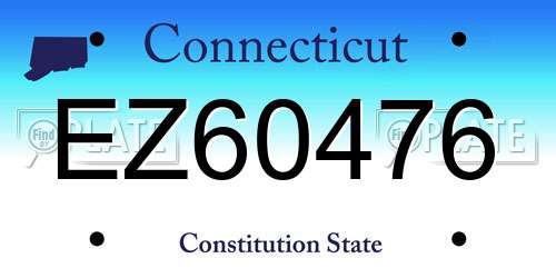 EZ60476 Connecticut License Plate