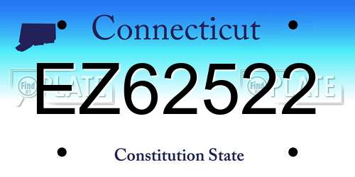 EZ62522 Connecticut License Plate