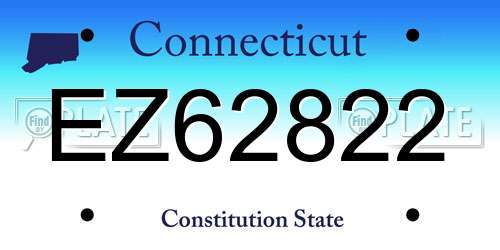 EZ62822 Connecticut License Plate