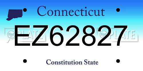 EZ62827 Connecticut License Plate