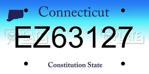 EZ63127 Connecticut License Plate