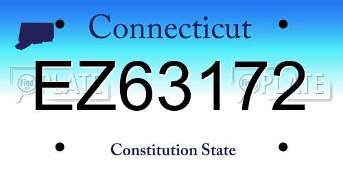 EZ63172 Connecticut License Plate
