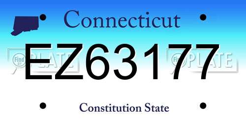 EZ63177 Connecticut License Plate