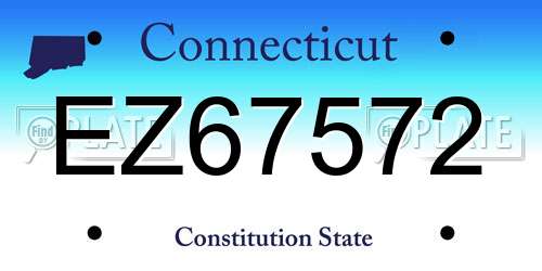 EZ67572 Connecticut License Plate