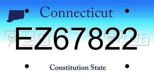 EZ67822 Connecticut License Plate