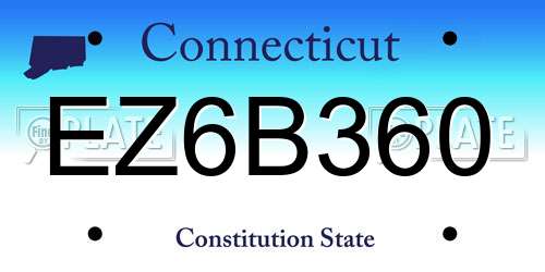 EZ6B360 Connecticut License Plate