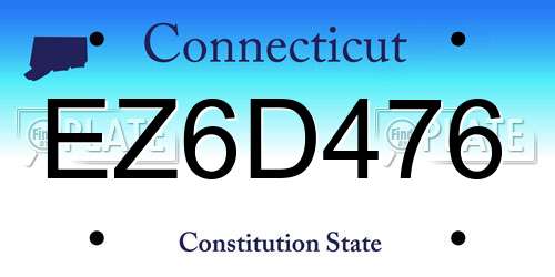 EZ6D476 Connecticut License Plate