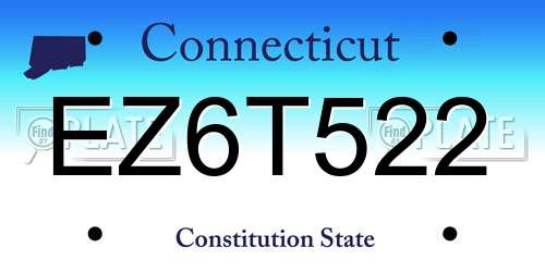 EZ6T522 Connecticut License Plate