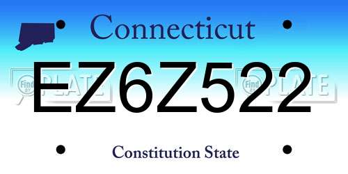 EZ6Z522 Connecticut License Plate