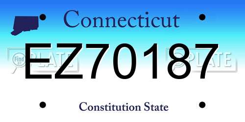 EZ70187 Connecticut License Plate