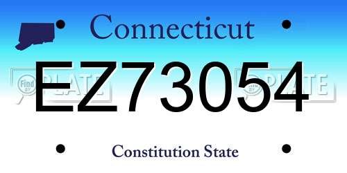 EZ73054 Connecticut License Plate