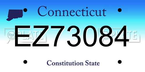 EZ73084 Connecticut License Plate