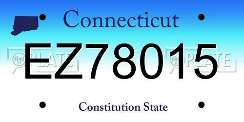 EZ78015 Connecticut License Plate