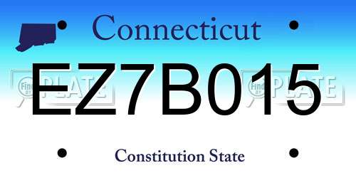 EZ7B015 Connecticut License Plate