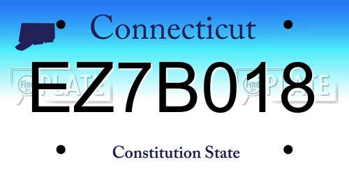 EZ7B018 Connecticut License Plate