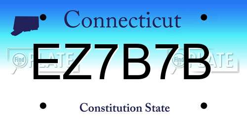 EZ7B7B Connecticut License Plate
