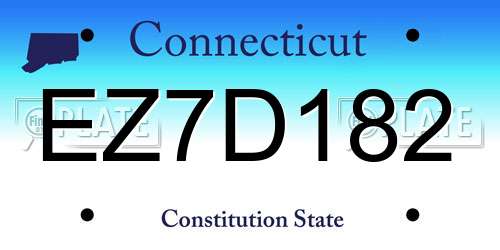 EZ7D182 Connecticut License Plate