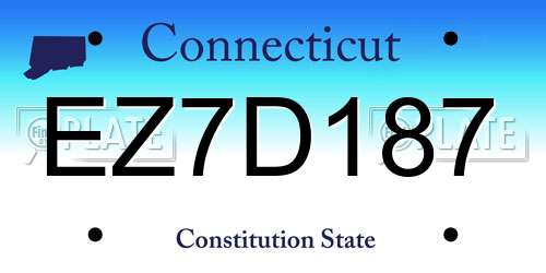 EZ7D187 Connecticut License Plate