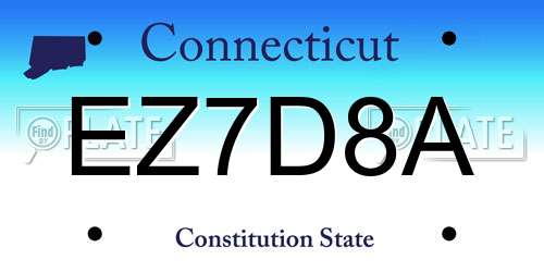 EZ7D8A Connecticut License Plate